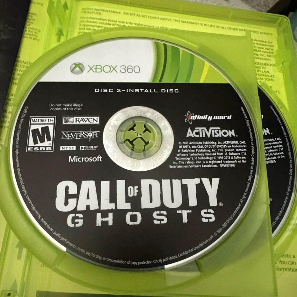 Call of Duty:‎ Ghosts - Xbox 360 2 Disc Set No Manual 2013